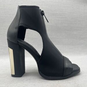Miista London Womens 36 6 Mollie‎ Bootie Black Cut Out Peep Toe Zip High Heels